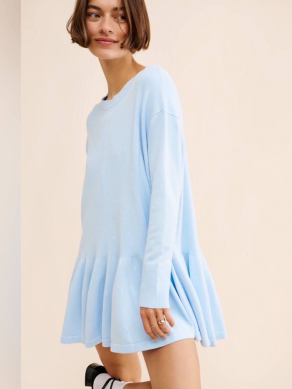 Free People Time On My Side Mini Dress in Ice Water sz XL EUC $148R - Picture 3 of 11